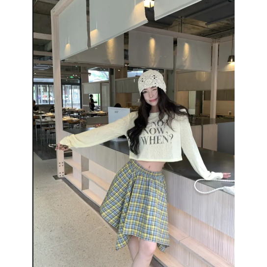 Áo thun dài tay nữ in chữ IF NOT sành điệu thun cotton co giãn thoáng mát thấm hút mồ hôi hình đơn giản trẻ trung thời t