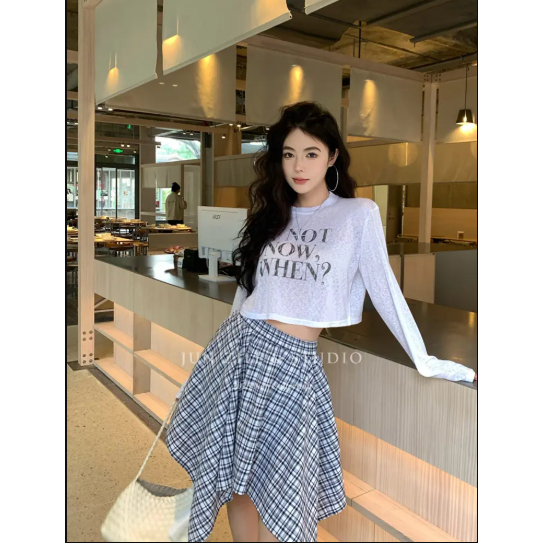 Áo thun dài tay nữ in chữ IF NOT sành điệu thun cotton co giãn thoáng mát thấm hút mồ hôi hình đơn giản trẻ trung thời t