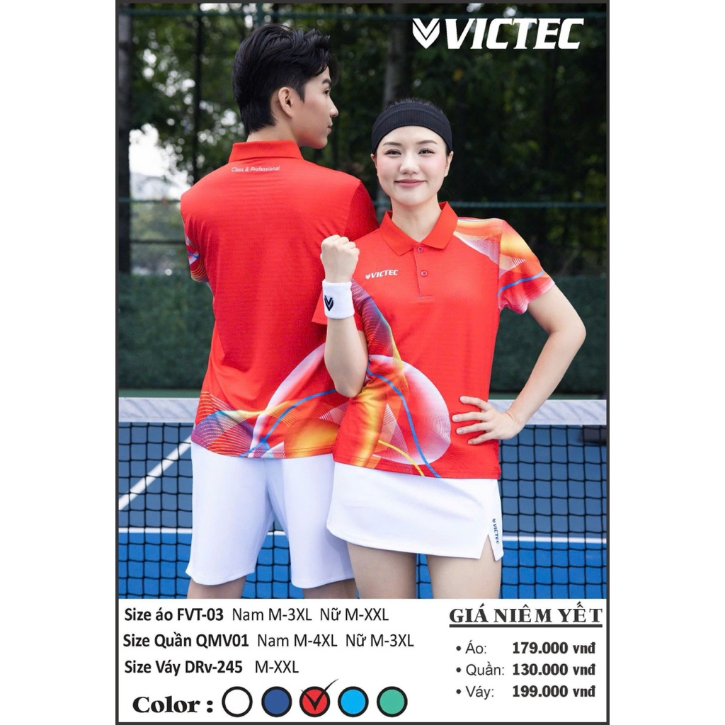 Áo Cầu Lông Nam Nữ Cổ Trụ VICTEC