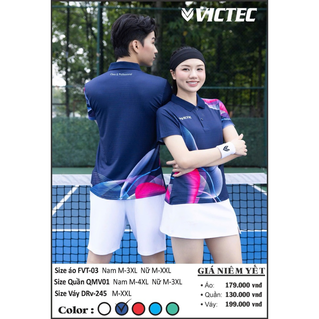 Áo Cầu Lông Nam Nữ Cổ Trụ VICTEC