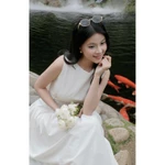 BBSTORE'S Đầm Dạo Phố Linen Dài Cổ Thuyền Thân Đầm Đường Rã Tùng Cong Vòm - DAD47B — ảnh 5