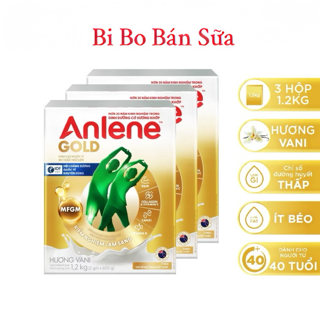 COMBO 3 Hộp Sữa Bột Anlene Hương Vani Hộp Giấy 1.2kg [Mẫu Mới]