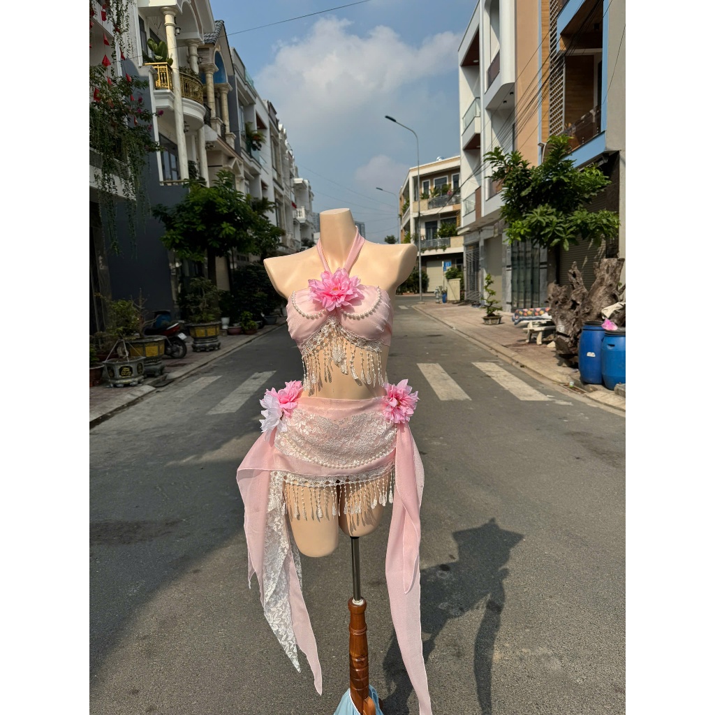[BKN T03] Set Bikini đi biển ÁO TUA RUA NGỌC kèm khăn  Đính Hoa Cao Cấp Đẹp Quyến Rũ ,Sang Trọng HAN.T SHOP