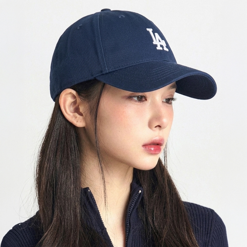 Mũ lưỡi trai MLB nón kết LA màu xanh navi cho nam nữ logo nhỏ trắng chất cotton hàng xuất dư cao cấp đủ tag mác - GULcap