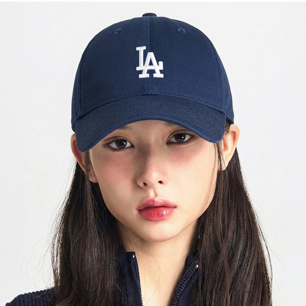 Mũ lưỡi trai MLB nón kết LA màu xanh navi cho nam nữ logo nhỏ trắng chất cotton hàng xuất dư cao cấp đủ tag mác - GULcap