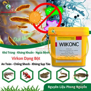 virkon dạng bột diệt khuẩn ngừa nấm cho tôm cá ếch lươn ốc, an toàn chống sốc, không sụp tảo ao nuôi