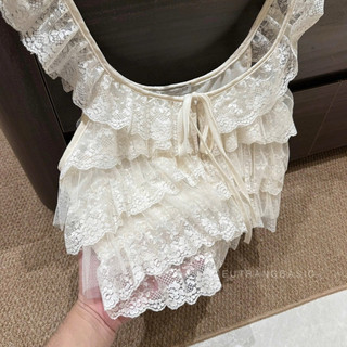 SET ÁO REN CÁNH TIÊN NHIỀU TẦNG MIX QUẦN SUÔNG BE KEM KIEUTRANG RK