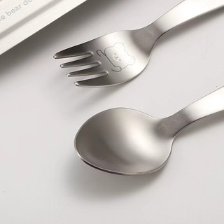 Set Ăn Dặm [478] Inox 304 Mẫu Gấu Cho Bé, 5 Món Gồm Bát, Khay, Cốc, Thìa, Nĩa  chống nóng dễ dùng có hộp