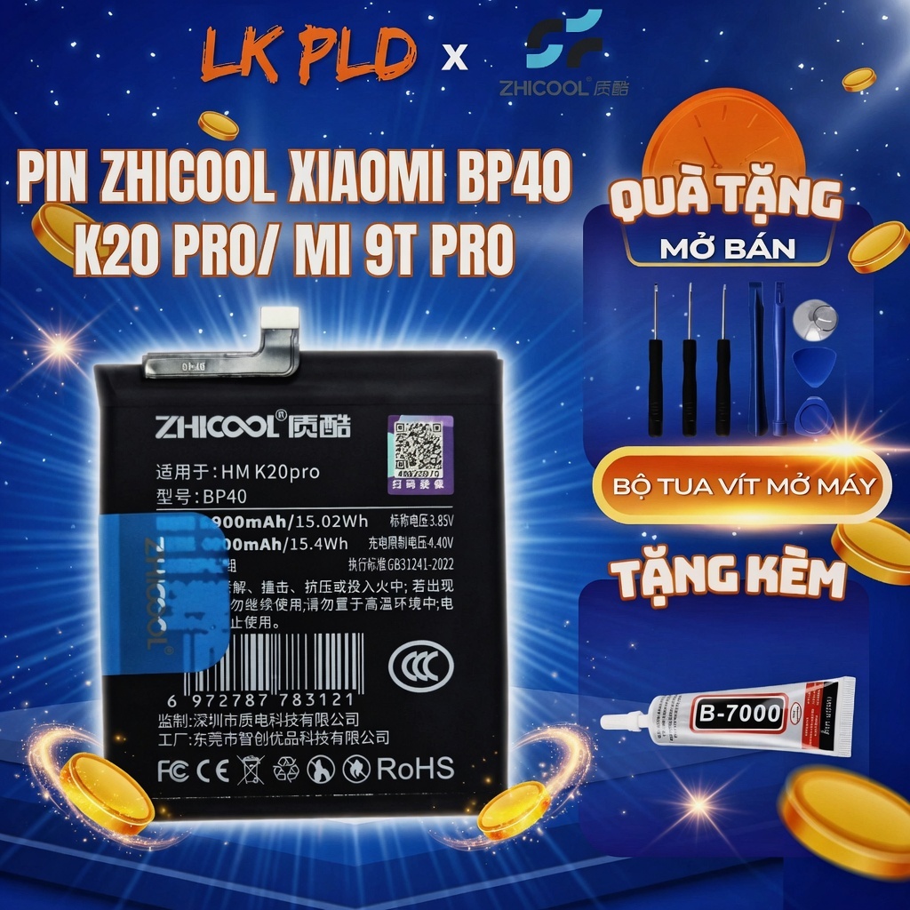 Pin K20 Pro Zhicool, Pin Redmi K20 Pro 4000mAh, mã BP40, Tặng kèm bộ ...