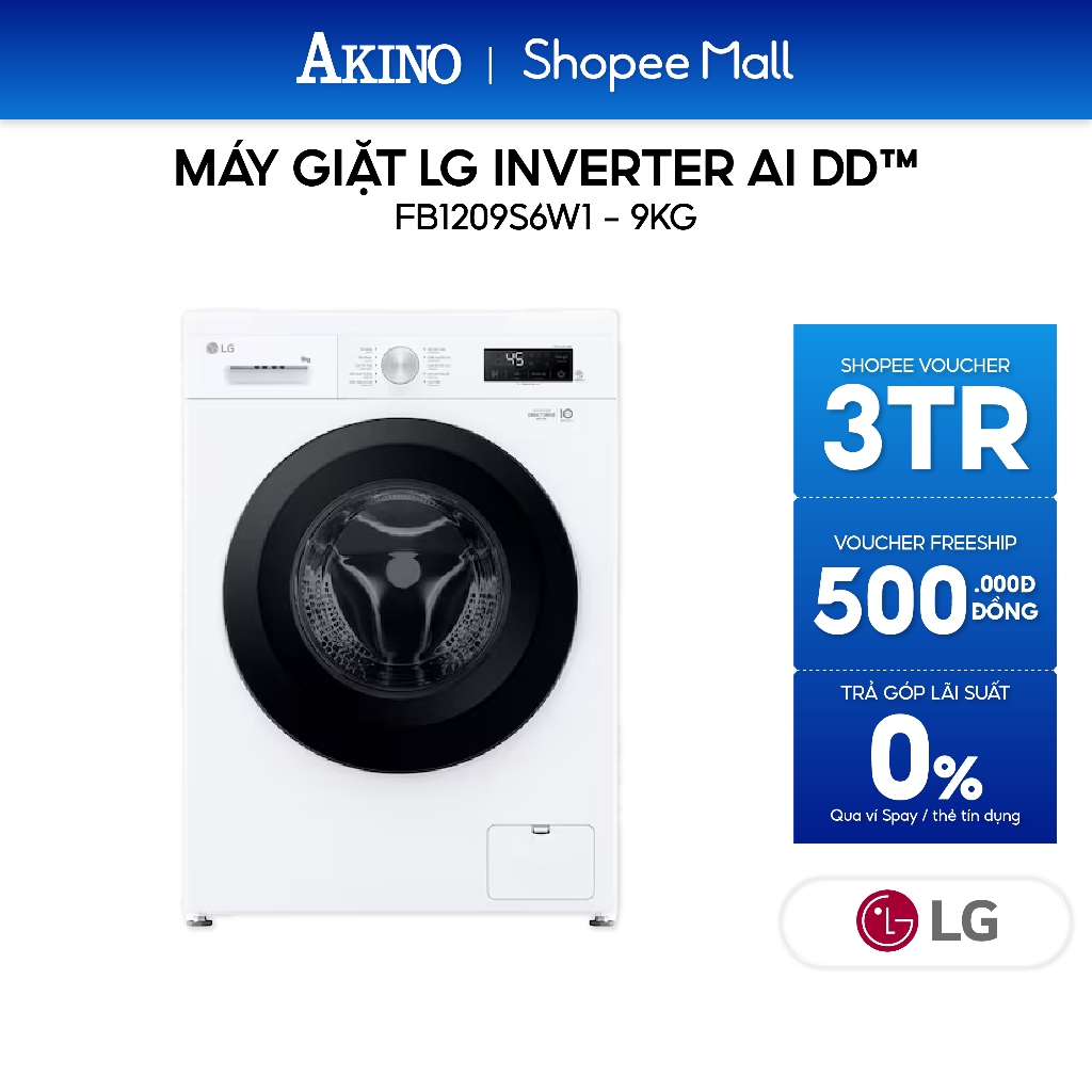 FB1209S6W1 | FV1410S4W1| FX1411N5W | Máy giặt Lồng Ngang LG AI DD™ Inverter 9kg