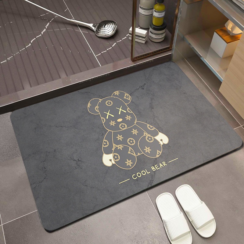 Thảm Nhà Tắm Chất Liệu Silicon 40x60 Siêu Thấm Hút Nước Nhanh Hình Gấu Bearbrick Sang Trọng Dễ Dàng Vệ Sinh TitiHome