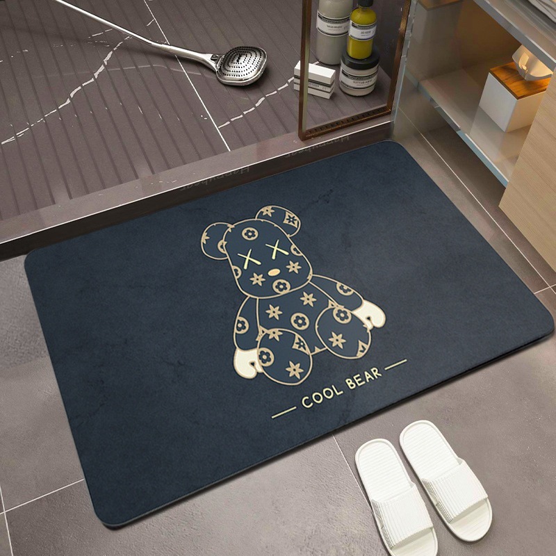 Thảm Nhà Tắm Chất Liệu Silicon 40x60 Siêu Thấm Hút Nước Nhanh Hình Gấu Bearbrick Sang Trọng Dễ Dàng Vệ Sinh TitiHome
