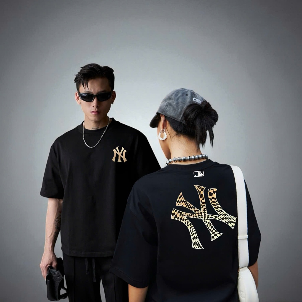 Áo phông MLB nam nữ cao cấp, 100% cotton co giãn 2 chiều , định lượng 250gms, NY CARO