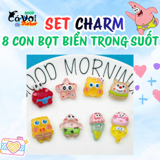 Set charm bọt biển- Bộ 8 con bọt biển trong suốt siêu dễ thương cute- BẢN NÉT- Có bán lẻ con Trang Trí Dép