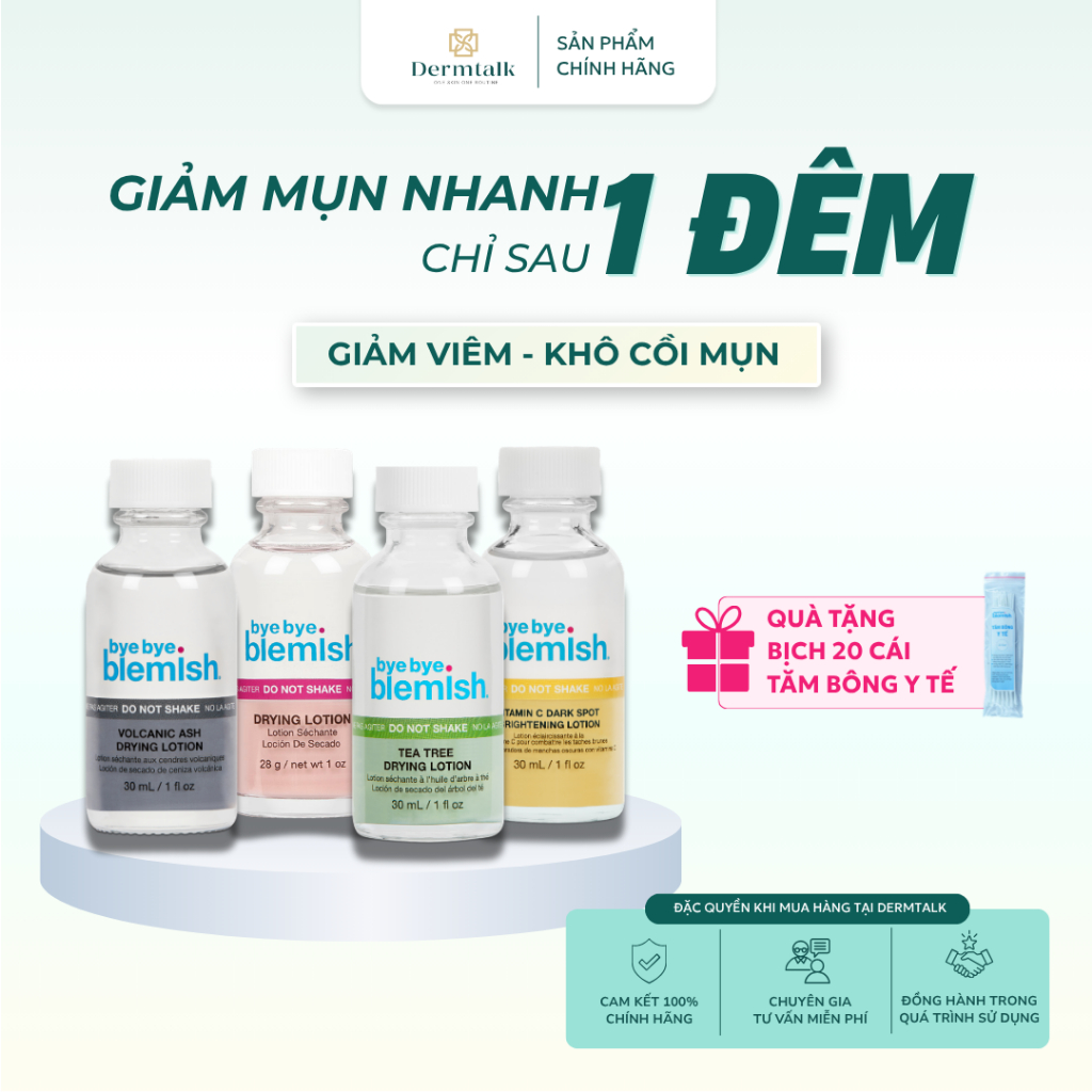 Lotion chấm mụn khô cồi mụn, giảm mụn nhanh - Bye Bye Blemish Drying Lotion 30ml - Dành cho mọi loại mụn
