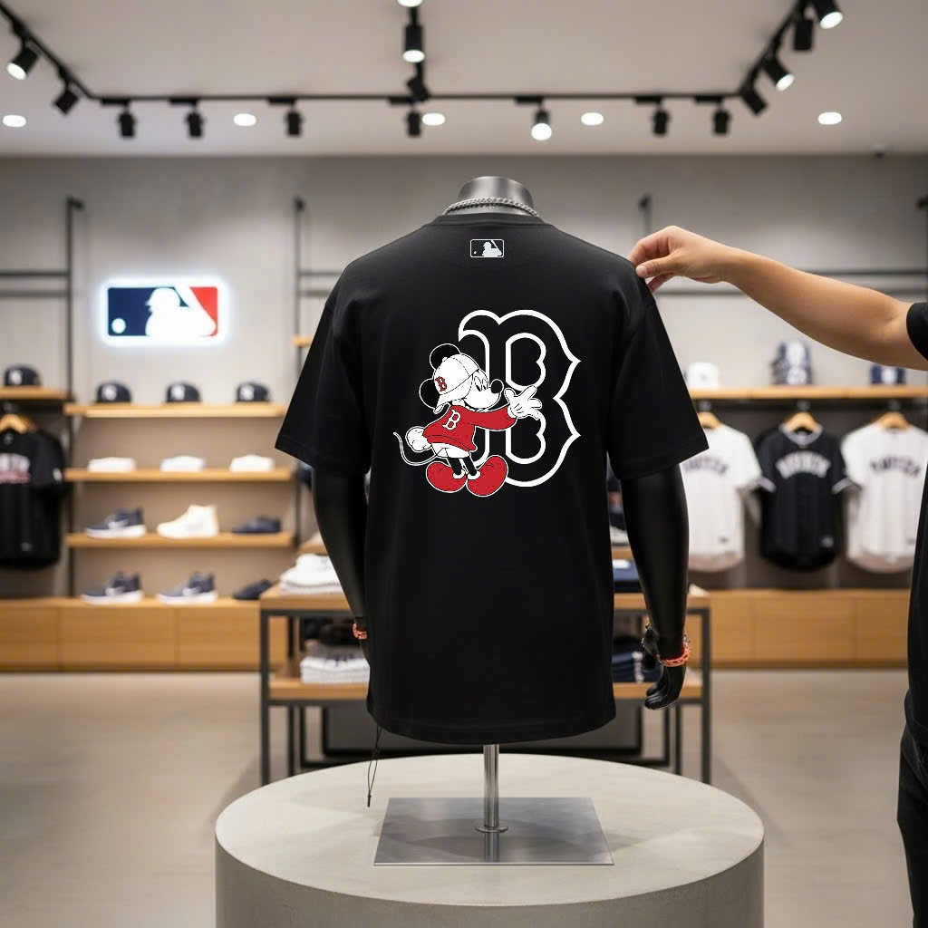 Áo phông MLB  - MLB korea nam nữ cao cấp, 100% cotton co giãn 2 chiều , định lượng 250gms,NY MICKEY - B