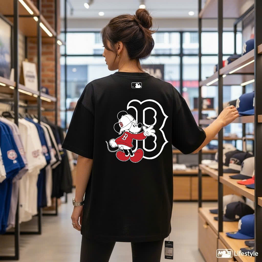 Áo phông MLB  - MLB korea nam nữ cao cấp, 100% cotton co giãn 2 chiều , định lượng 250gms,NY MICKEY - B