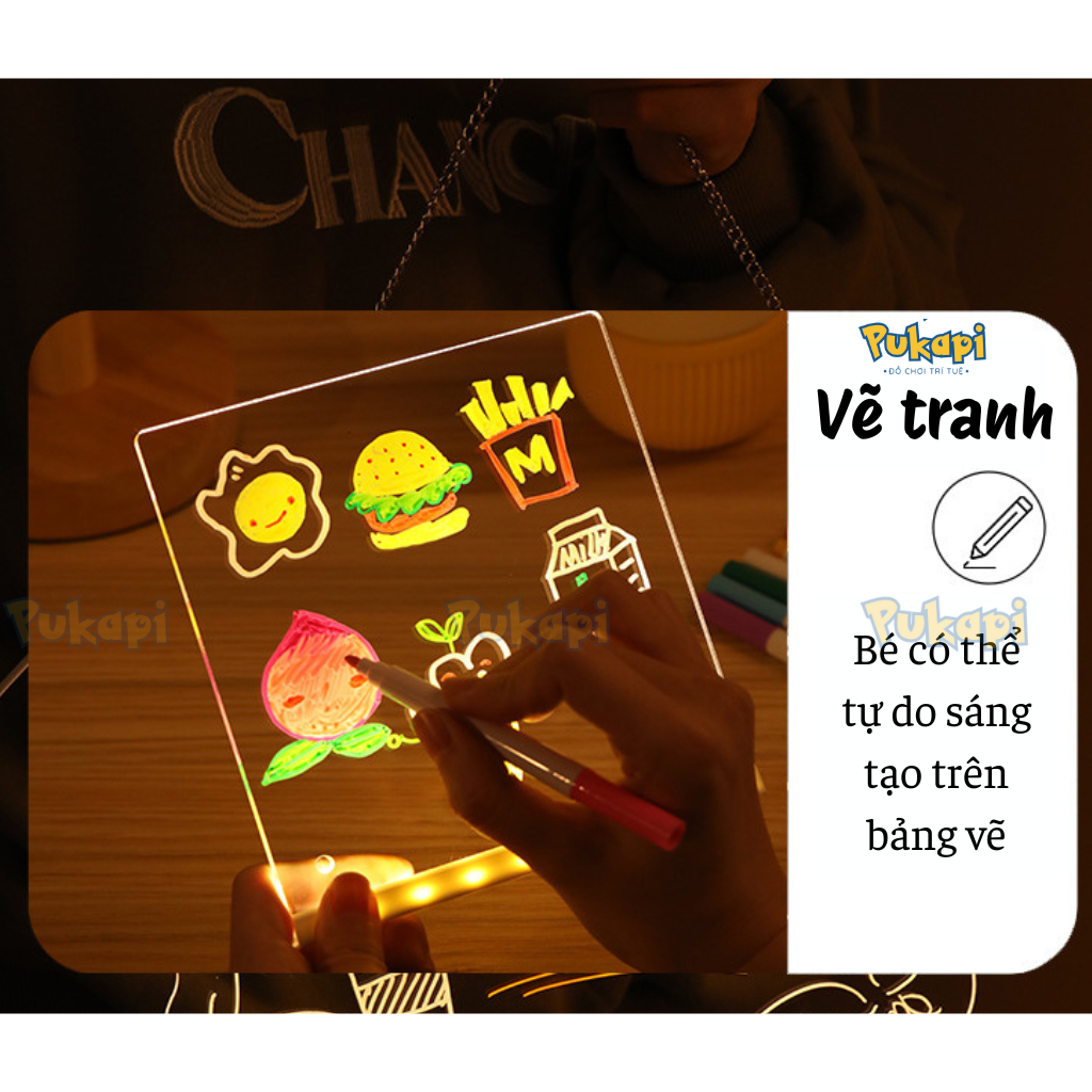 Đồ Chơi Bảng Vẽ Phát Sáng Chữ Vẽ Tranh Có Đèn Xóa Được Bảng Quảng Đèn Led Điện Tử Nghệ Thuật-Đồ Chơi Cho Bé PUKAPI