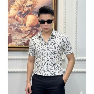 Áo sơ mi nam luxury cao cấp họa tiết cộc tay