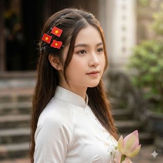 Kẹp tóc cờ đỏ sao vàng bằng vải thêu sắc nét mừng đại lễ