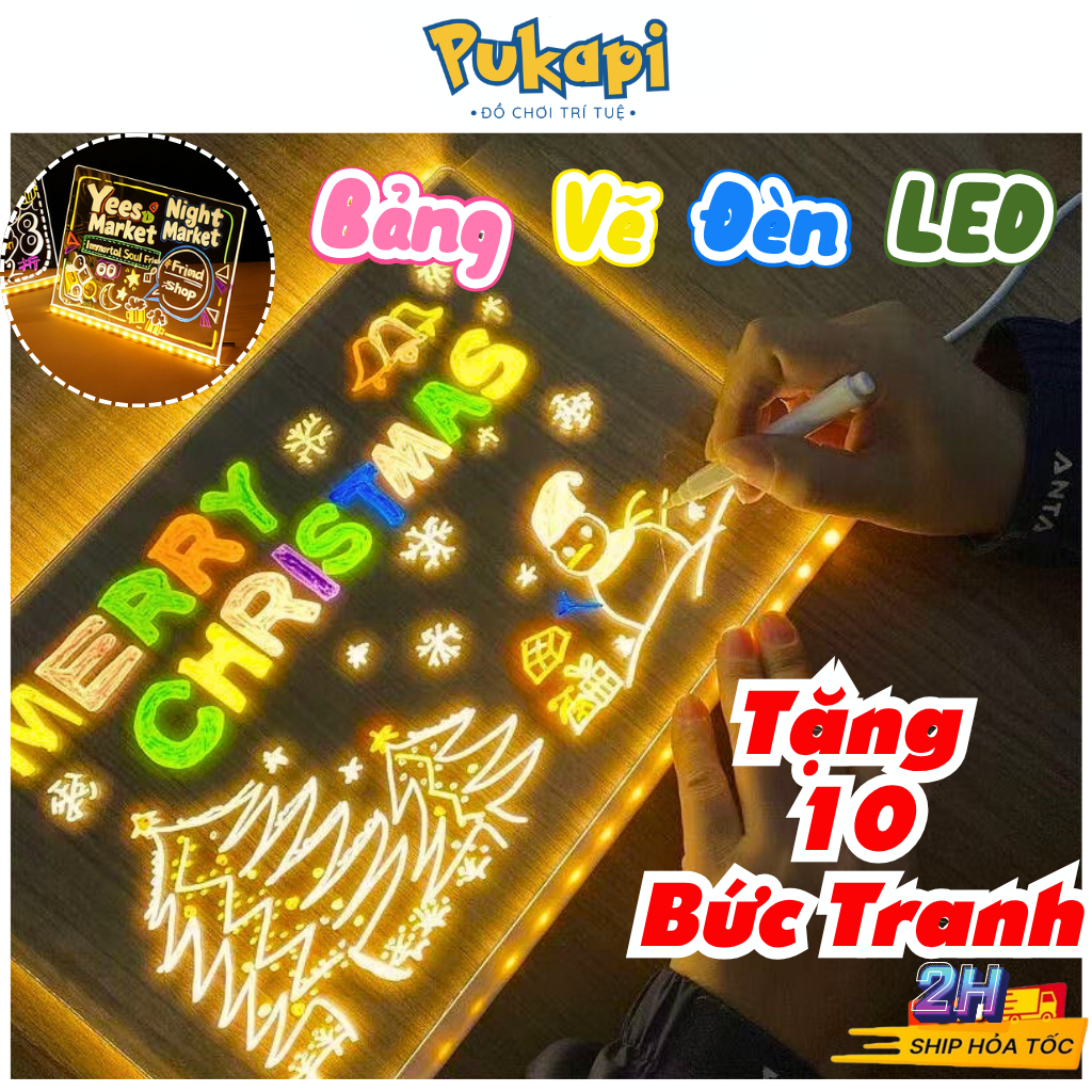 Đồ Chơi Bảng Vẽ Phát Sáng Chữ Vẽ Tranh Có Đèn Xóa Được Bảng Quảng Đèn Led Điện Tử Nghệ Thuật-Đồ Chơi Cho Bé PUKAPI
