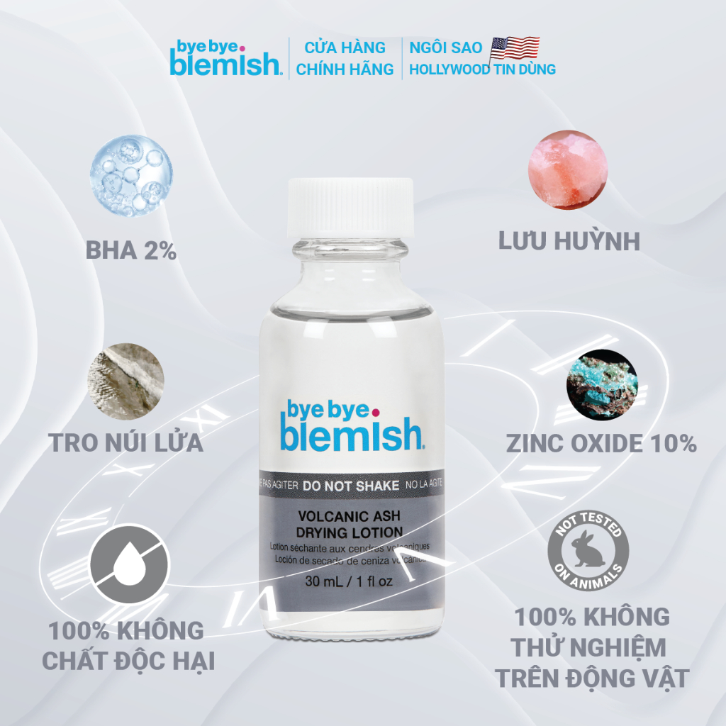 Lotion chấm mụn khô cồi mụn, giảm mụn nhanh - Bye Bye Blemish Drying Lotion 30ml - Dành cho mọi loại mụn