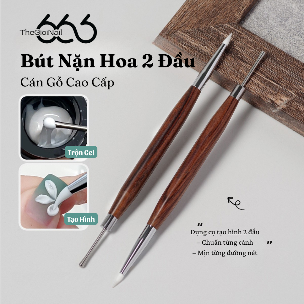 Cọ Nặn Hoa 2 Đầu Cán Gỗ | Dụng Cụ Làm Nail Nặn Hoa Đất Sét Nail Art Tool | Bút Điêu Khắc Gel | TheGioiNail666