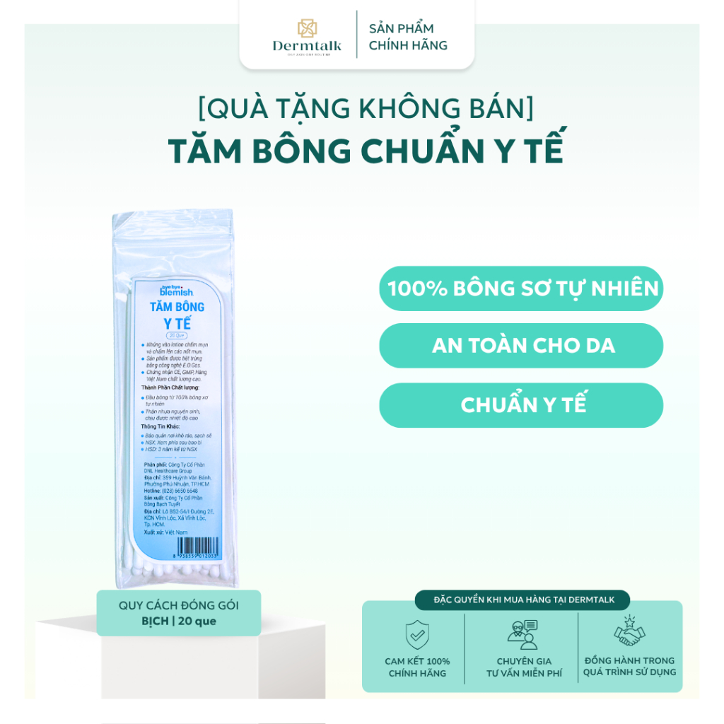 [QUÀ TẶNG KHÔNG BÁN] Tăm bông y tế Bye Bye Blemish 20 que