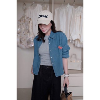 Áo Sơ Mi Bò Nữ Denim Jean Màu Xanh Basic QCCC Cao Cấp