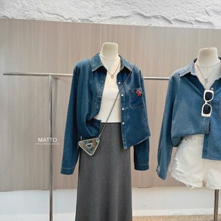 Áo Sơ Mi Bò Nữ Denim Jean Màu Xanh Basic QCCC Cao Cấp