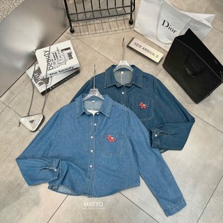 Áo Sơ Mi Bò Nữ Denim Jean Màu Xanh Basic QCCC Cao Cấp