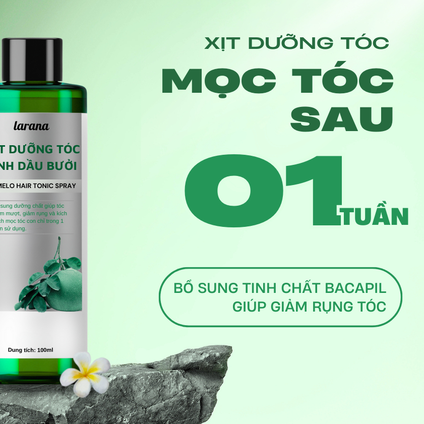 Xịt dưỡng tóc tinh dầu bưởi Larana Pomelo Hair Tonic Spray, Giảm rụng tóc, tăng cường mọc tóc dung tích 100ml