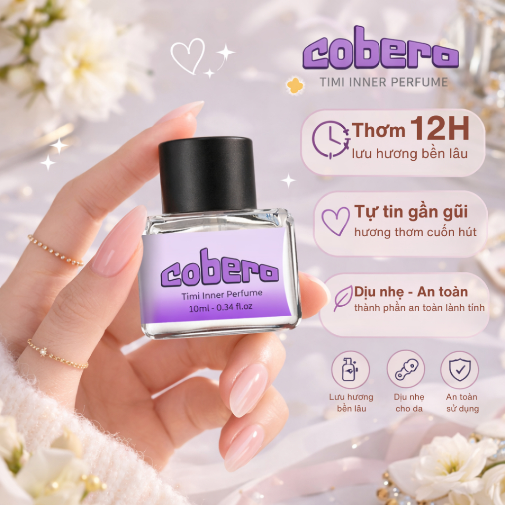 Nước hoa vùng kín COBERA Inner Perfume 10ml, lưu hương lâu mùi hương quyến rũ nhẹ nhàng tinh tế thu hút, khử mùi tốt
