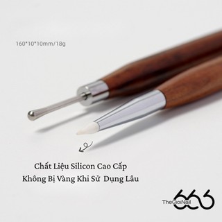 (LOẠI 1) Bút Nặn Hoa Nail 2 Đầu Cán Gỗ Cao Cấp Logo Nail Brush – Cọ Tạo Hình Gel, Trộn Gel Chuyên Nghiệp Thegioinail666
