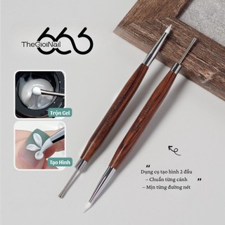 (LOẠI 1) Bút Nặn Hoa Nail 2 Đầu Cán Gỗ Cao Cấp Logo Nail Brush – Cọ Tạo Hình Gel, Trộn Gel Chuyên Nghiệp Thegioinail666