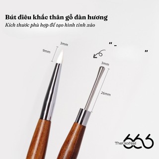 (LOẠI 1) Bút Nặn Hoa Nail 2 Đầu Cán Gỗ Cao Cấp Logo Nail Brush – Cọ Tạo Hình Gel, Trộn Gel Chuyên Nghiệp Thegioinail666