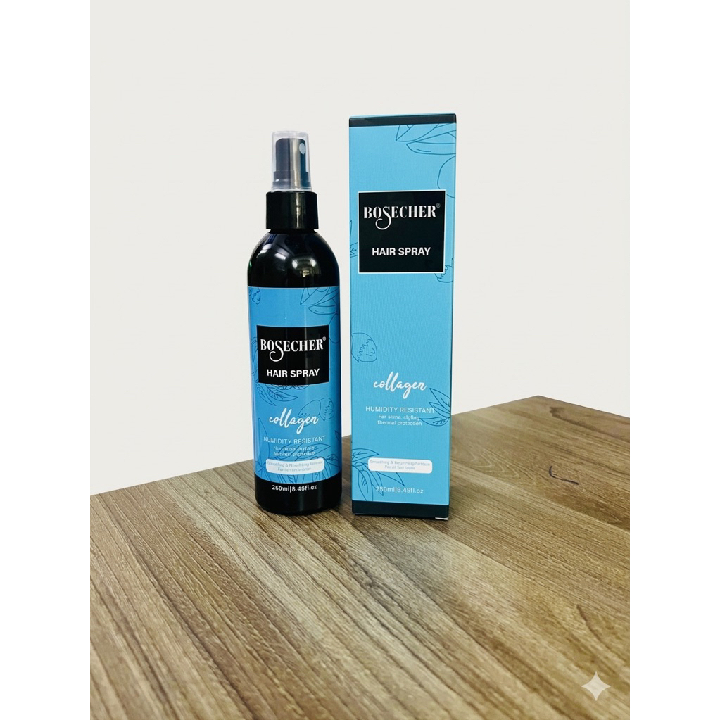[CHÍNH HÃNG] Xịt dưỡng tóc Bosecher Collagen Italy phục hồi tóc hư tổn, cấp ẩm bóng mượt 250ml