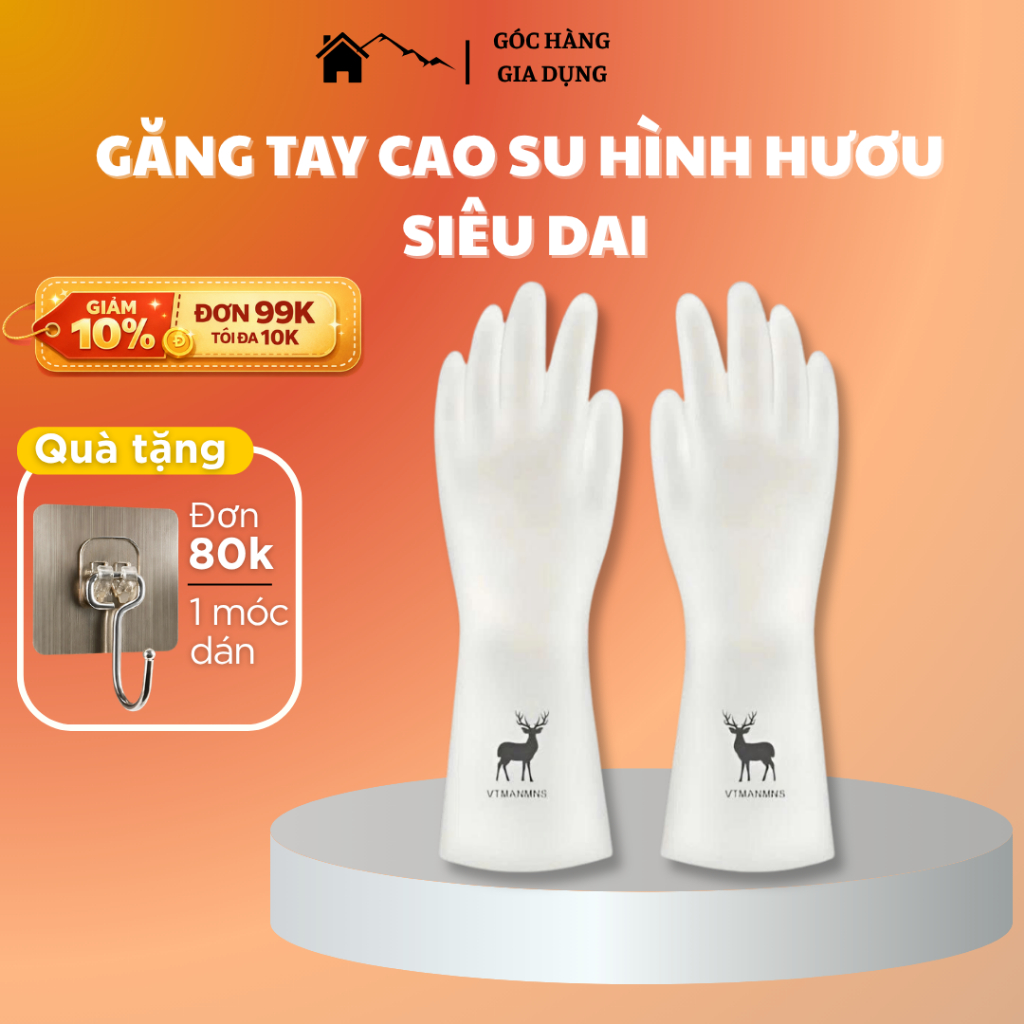 [Đơn 85k Nhận Quà] Găng tay cao su đa năng siêu dai hình con hươu, găng tay rửa chén bát siêu bền dẻo dai tiện lợi