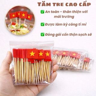 SET 100c Tăm Cờ Đỏ Sao Vàng Việt Nam Mini Cắm Trang Trí Decor Bánh Kem, Đồ Uống, Cafe Ngày 2/9. Phụ Kiện Cờ Tổ Quốc,Đảng