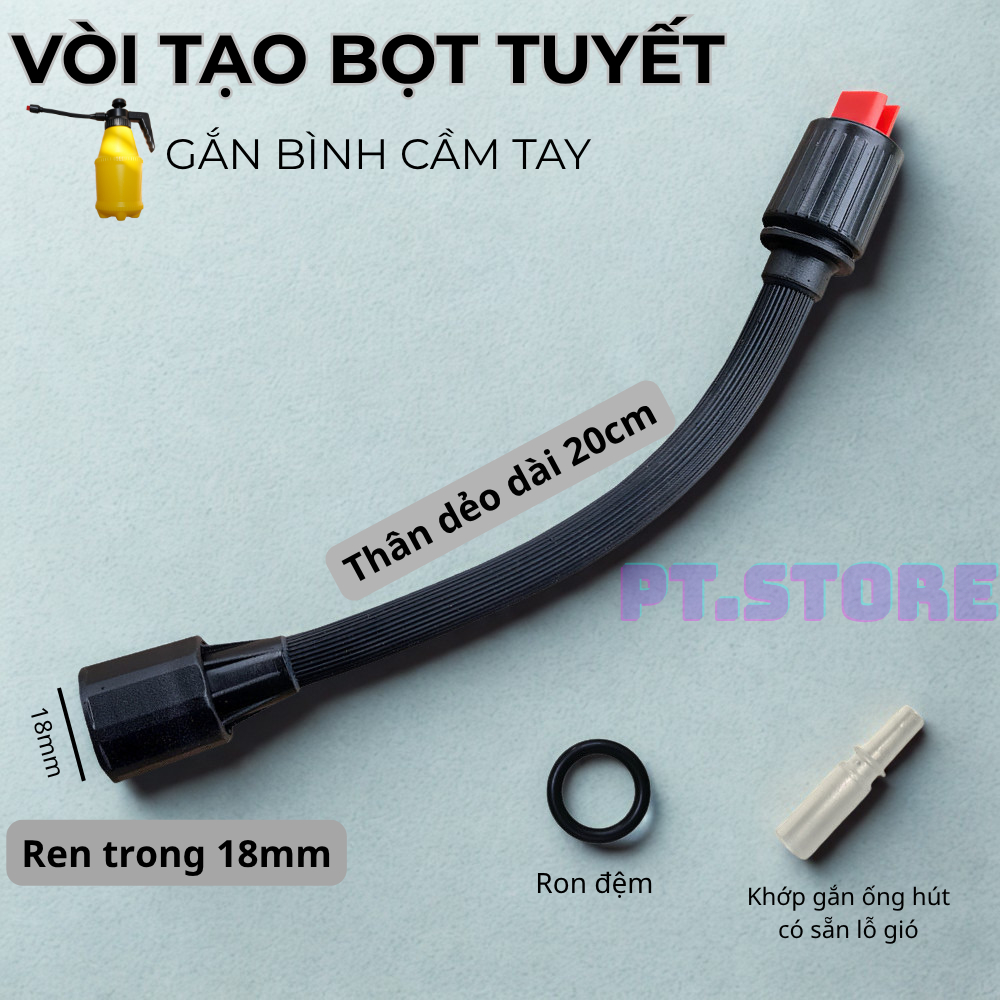VÒI TẠO BỌT TUYẾT - LOẠI DẺO 20cm - GẮN BÌNH TẠO BỌT CẦM TAY