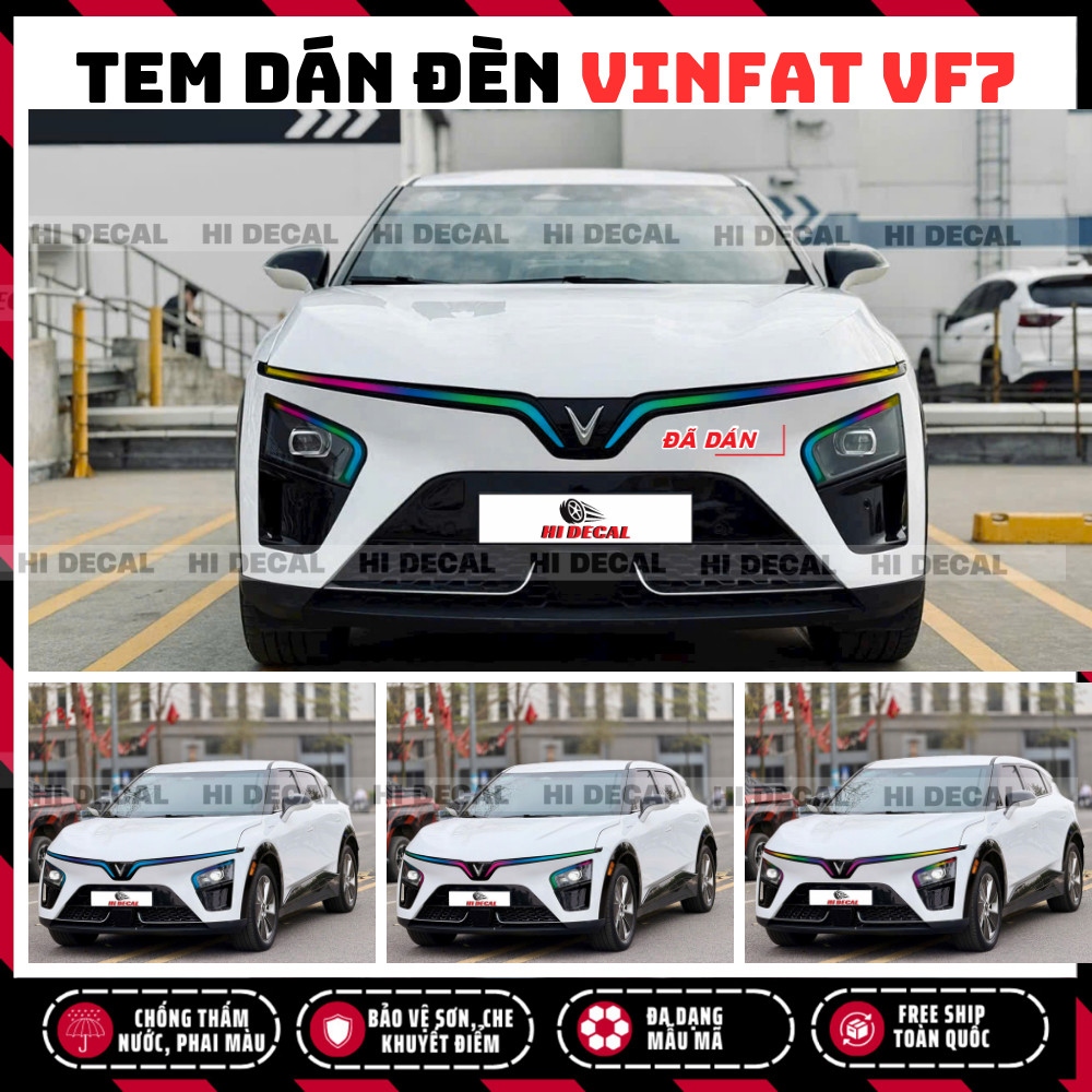 Tem dán đèn VinFast VF7 – Decal dán đèn vinfat VF7 Nâng tầm diện mạo, khẳng định cá tính - Tem 3 lớp dễ dán bền màu