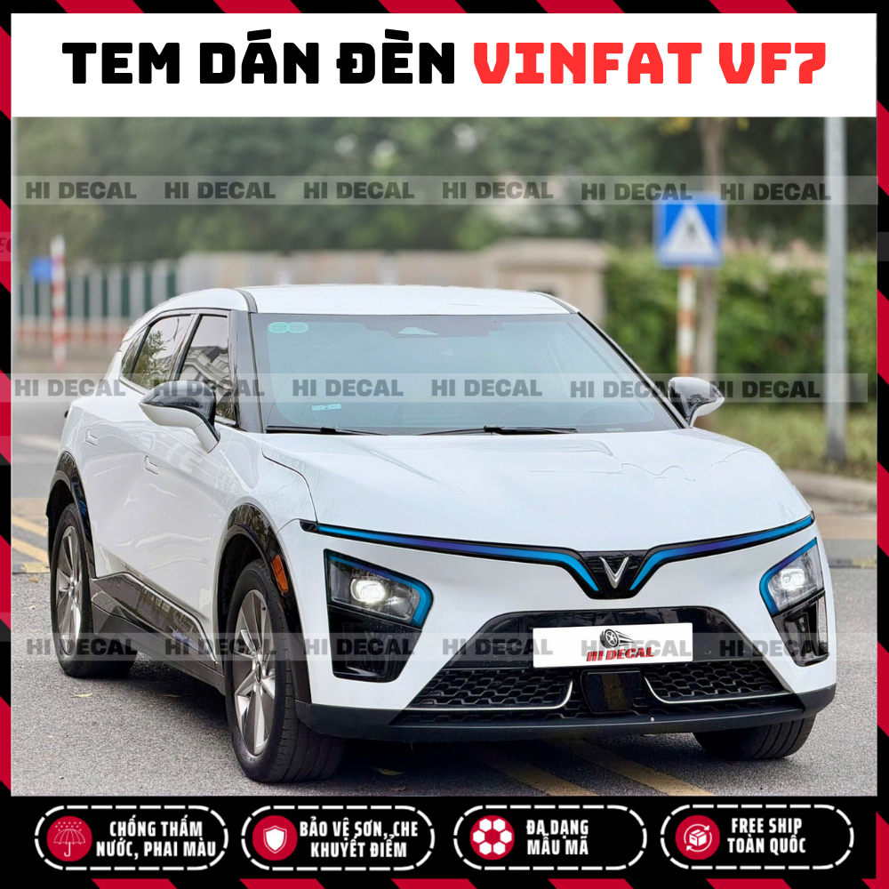 Tem dán đèn VinFast VF7 – Decal dán đèn vinfat VF7 Nâng tầm diện mạo, khẳng định cá tính - Tem 3 lớp dễ dán bền màu