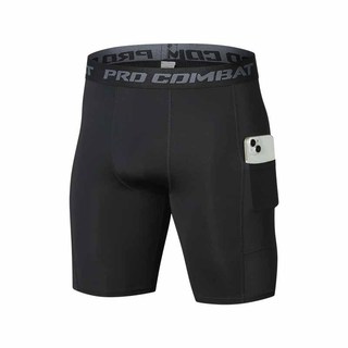 Quần Legging PRO COMBAT Có Túi Ngắn Cho Nam, Quần Đùi Thể Thao Nam Tập Gym, Bóng Rổ, Bóng Đá Co Dãn Thấm Hút Mồ Hôi