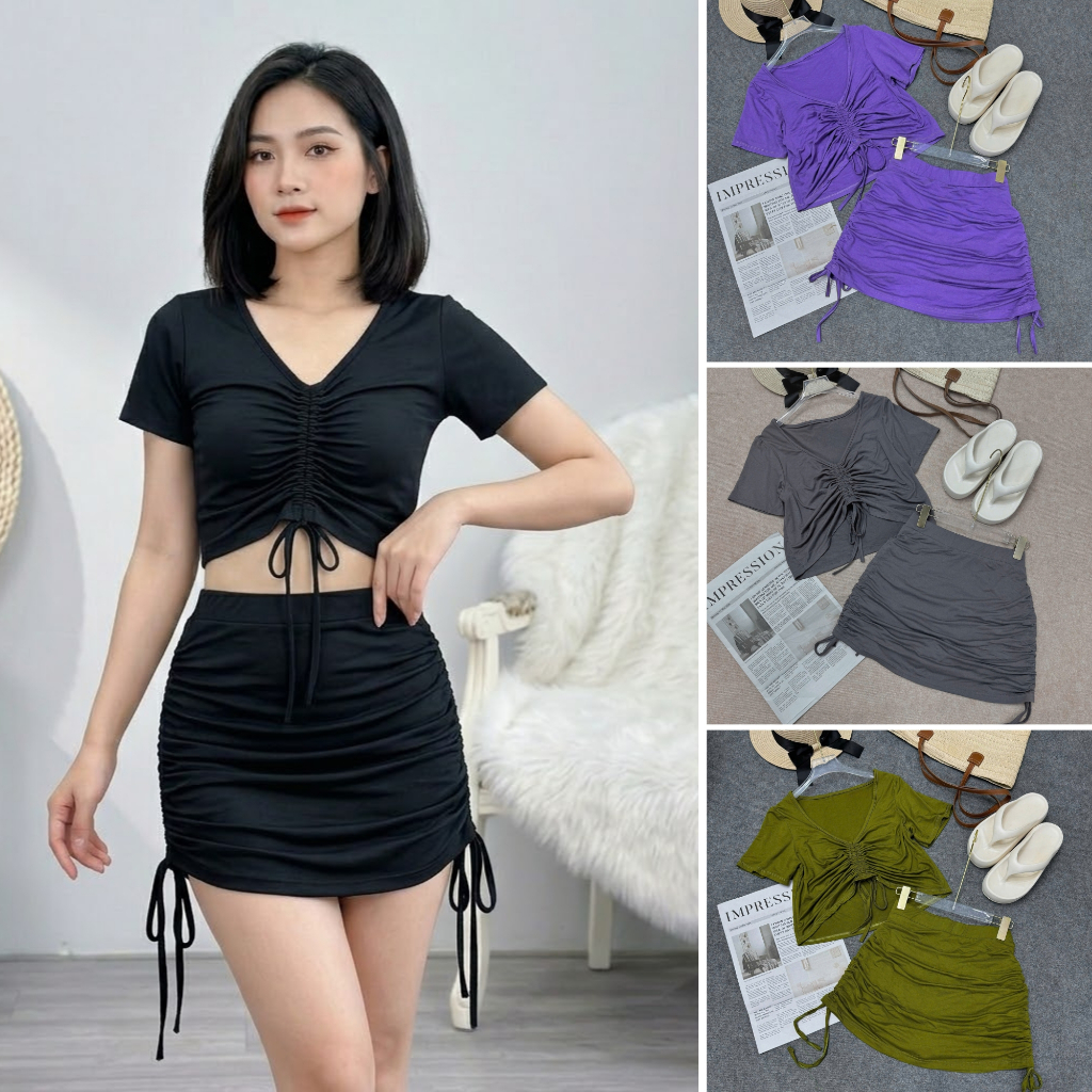 Set Rút Bigsize Nữ Bộ Đồ Đi Biển Đi Du Lịch Chất Vải Cotton Mềm Mịn Lên  Phom Tôn Dáng SET28