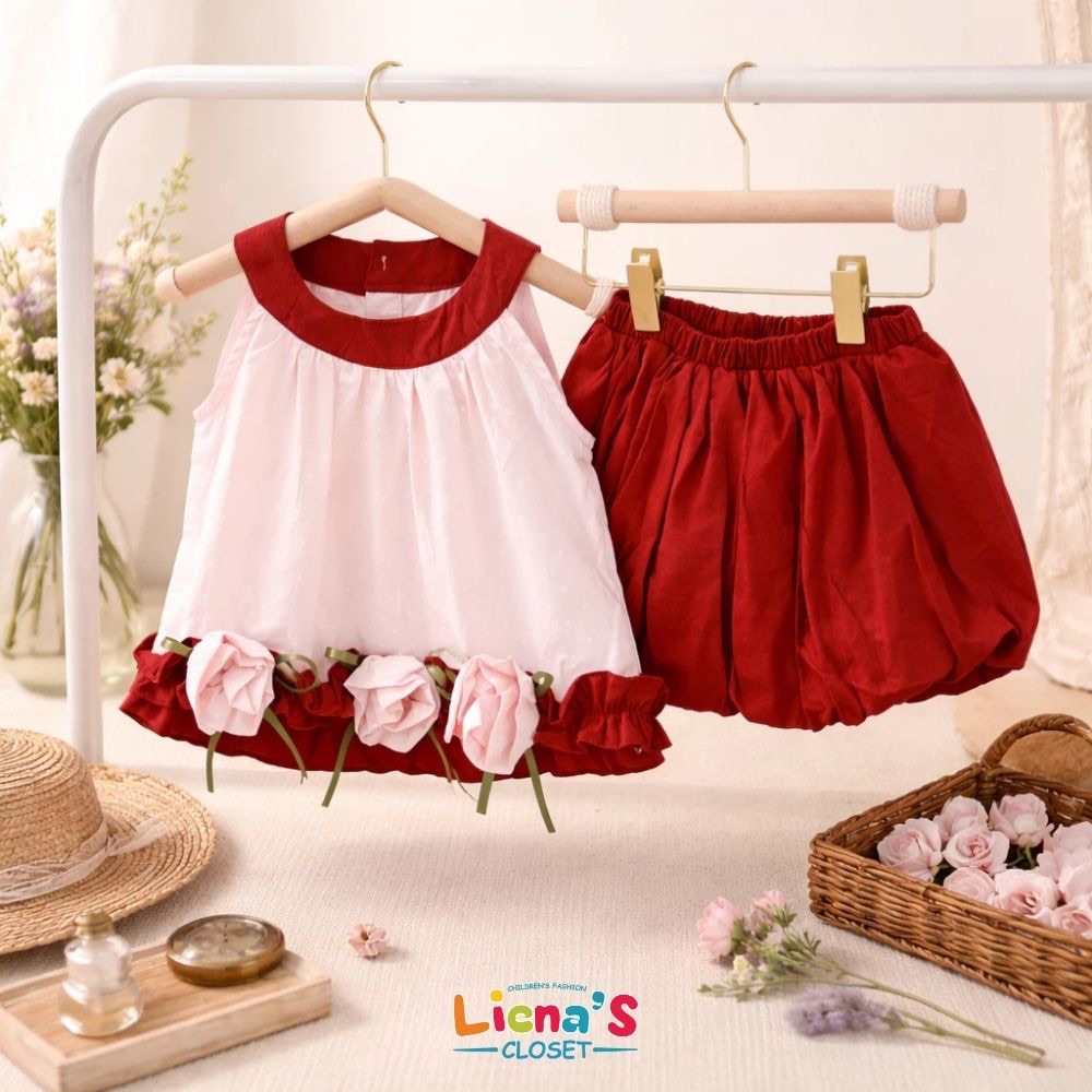 Set Quần Áo Cộc Tay Mùa Hè Bé Gái TÚ KIỀU Thiết Kế Xinh Xắn Đáng Yêu Cho Bé 1-7 Tuổi Liena's Closet