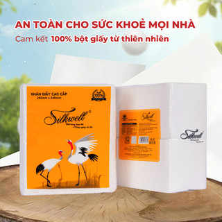 Giấy ăn Silkwell Sếu 1kg K240 hàng cao cấp 2 lớp siêu dai, dày thấm hút tốt, hàng chính hãng cao cấp