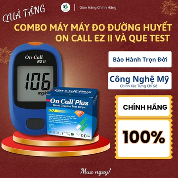 [Quà Tặng] ComBo Máy Đo Đường Huyết On Call EZ II Và Que Test, Máy Test Tiểu Đường Tại Nhà Chính Hẵng, Bảo Hành Trọn Đời