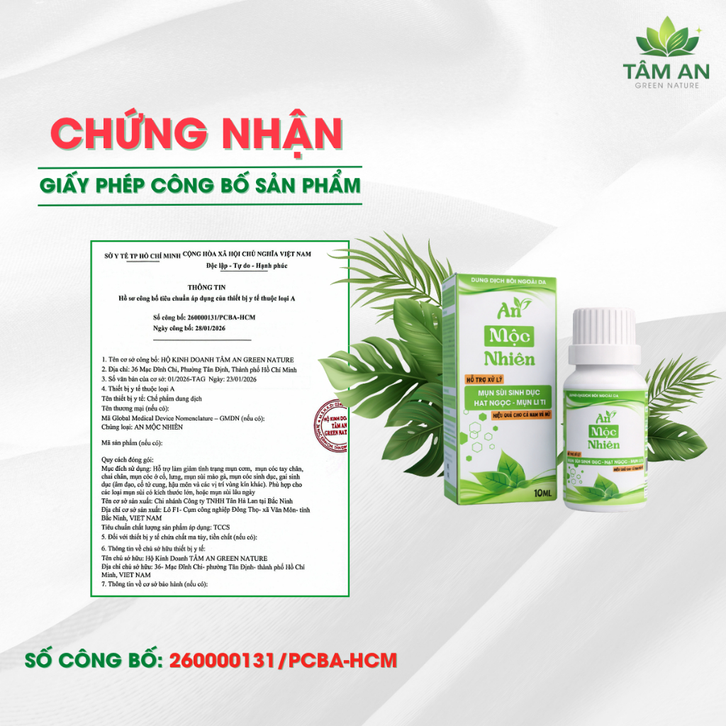 Tinh Chất Thảo Mộc Hỗ Trợ Xử Lý Hạt Ngọc, Mụn Li Ti Nam Giới - An Mộc Nhiên 10ml