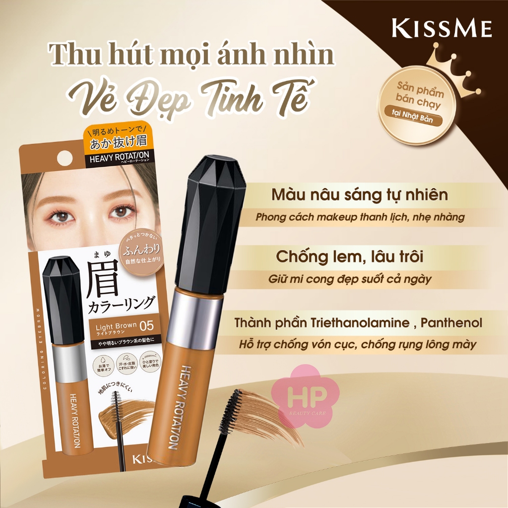 Mascara Chải Đổi Màu Lông Mày Kissme Heavy Rotation Coloring Eyebrow EX 8g (Màu Nâu Sáng EX05)