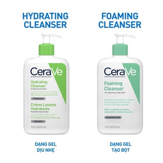 Sữa Rửa Mặt Cerave Sạch Sâu, Dưỡng Ẩm,Dịu Nhẹ Cerave Developed With Dermatologists Foaming Cleanser chinh hãng